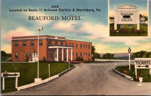 Postcard beauford motel 1953 - motel,
